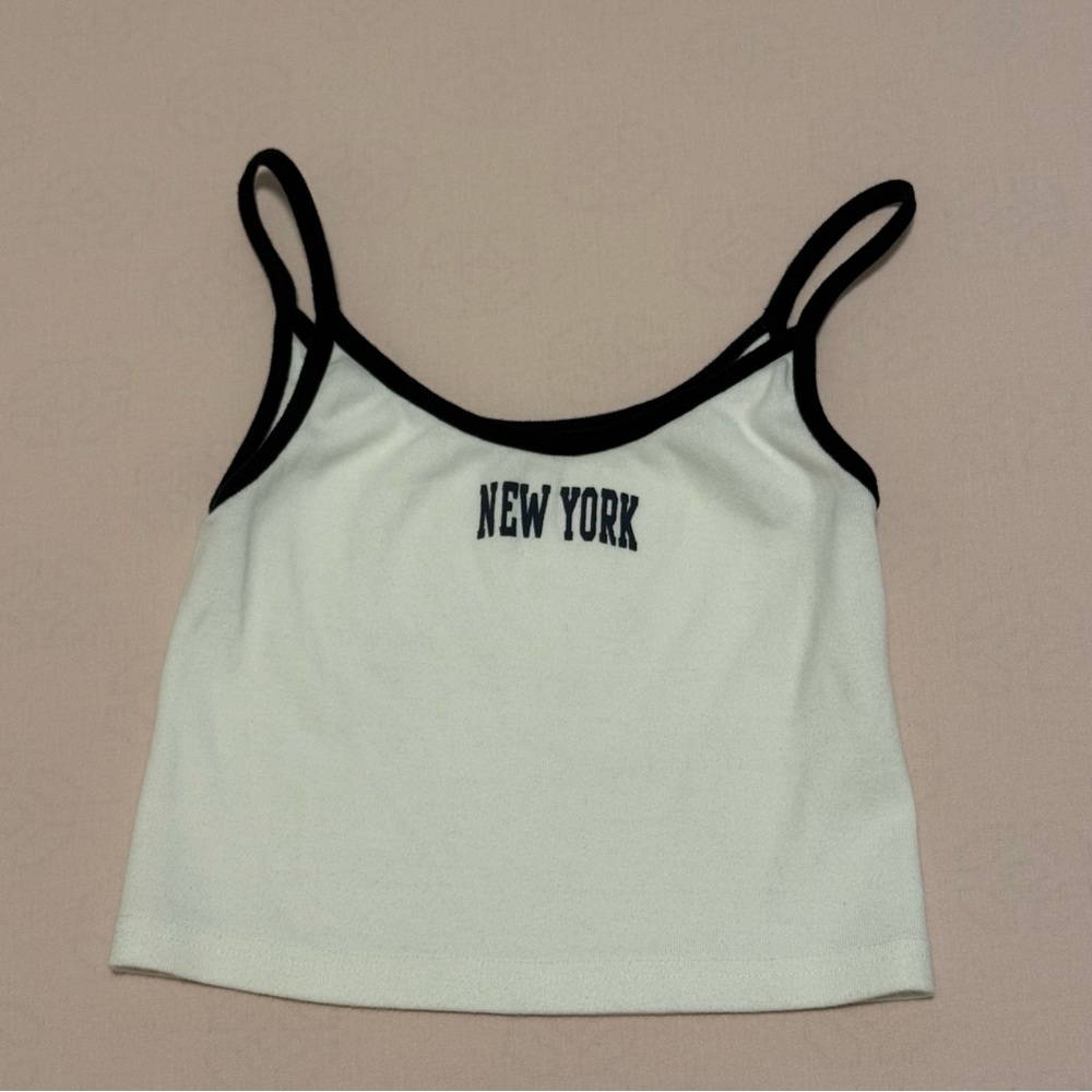 Rare White and Navy Women's Crop Top with New york logo